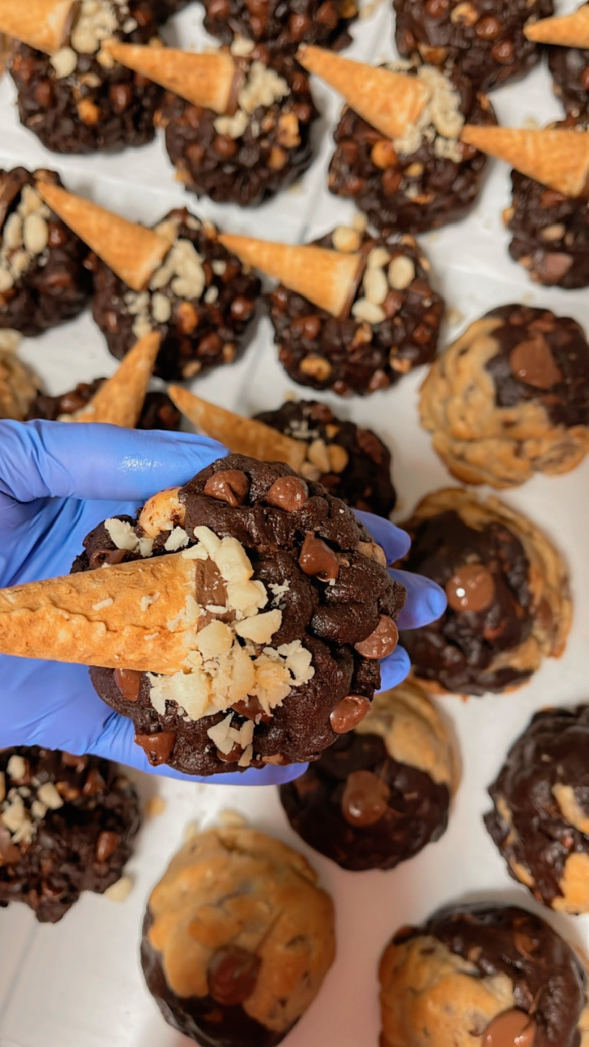 DULCE DE LECHE SALTED MACADAMIA: Double Chocolate Nutty Crunch Cookie